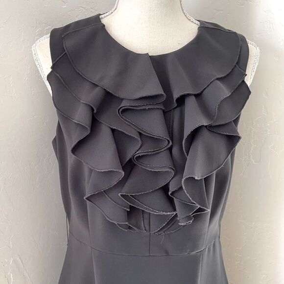 Spense Gray Tiered Ruffle Belted Dress Sz 6 - Picture 9 of 17